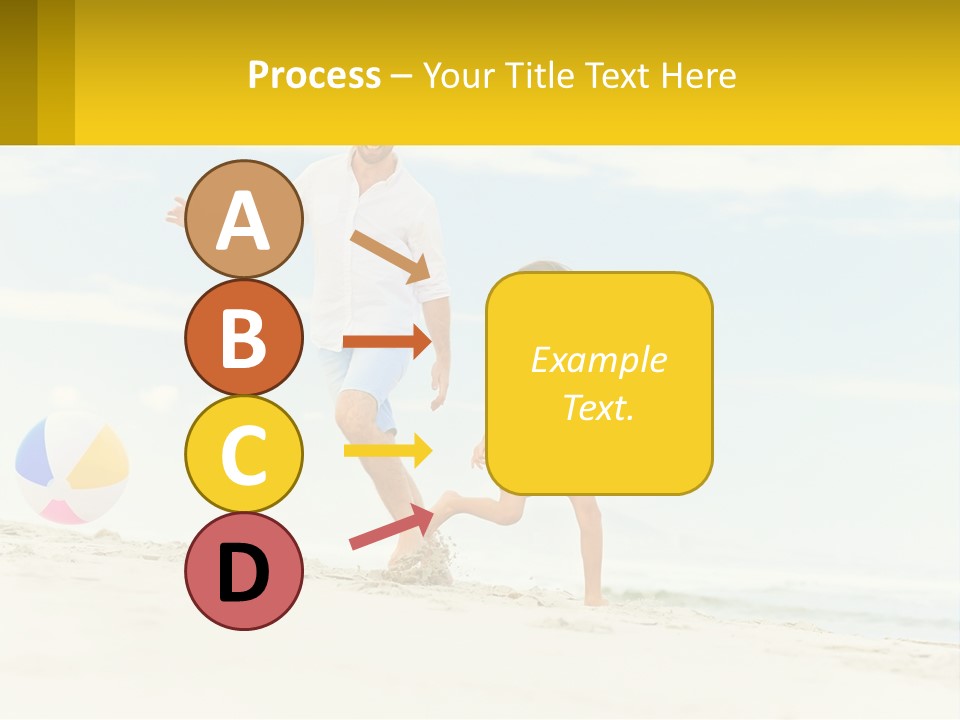 A Man And A Little Girl Playing With A Ball On The Beach PowerPoint Template