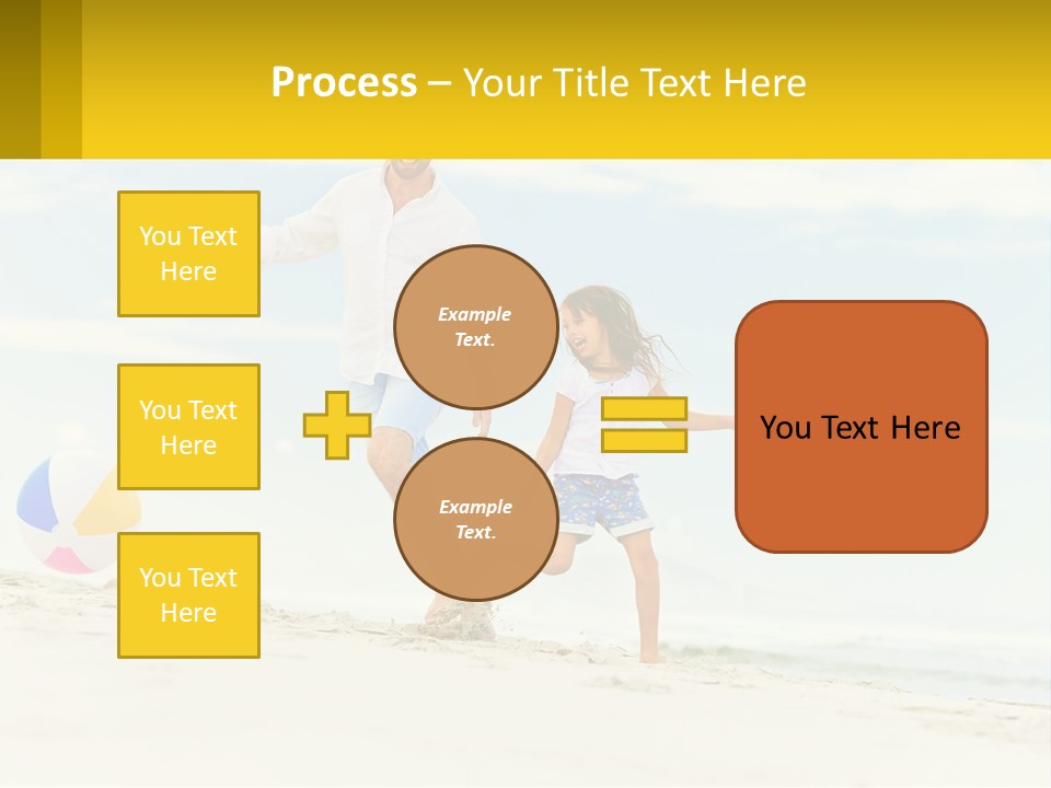 A Man And A Little Girl Playing With A Ball On The Beach PowerPoint Template