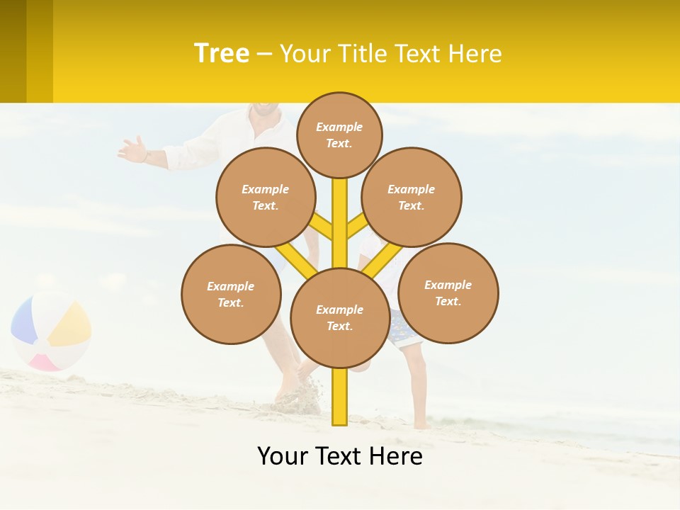 A Man And A Little Girl Playing With A Ball On The Beach PowerPoint Template