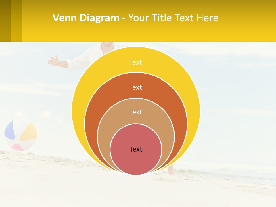 A Man And A Little Girl Playing With A Ball On The Beach PowerPoint Template