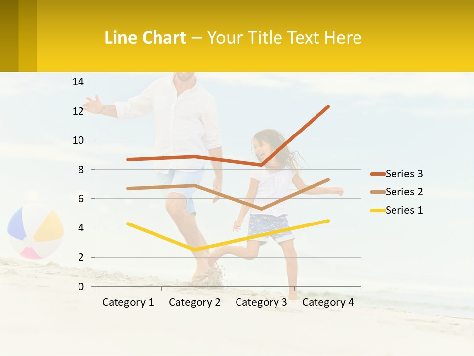 A Man And A Little Girl Playing With A Ball On The Beach PowerPoint Template