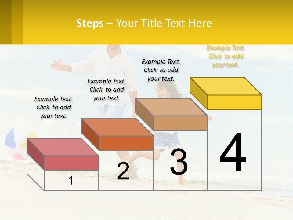 A Man And A Little Girl Playing With A Ball On The Beach PowerPoint Template