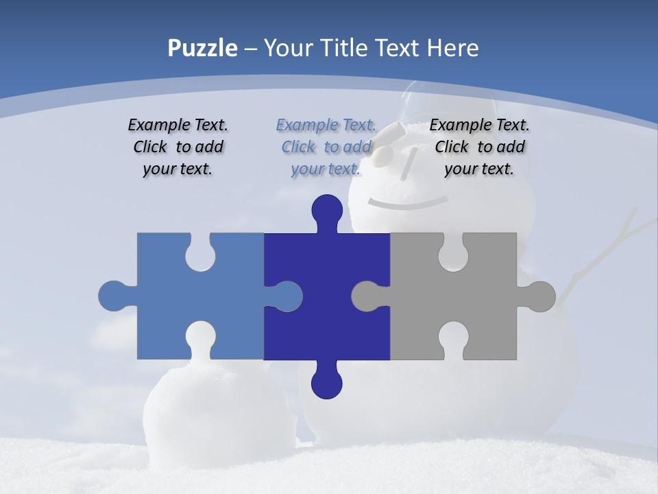 A Snowman With Two Snowmen In The Snow PowerPoint Template
