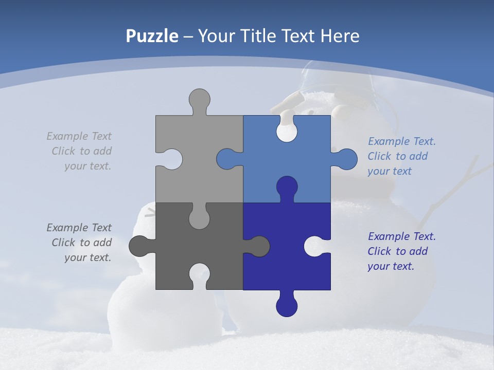 A Snowman With Two Snowmen In The Snow PowerPoint Template
