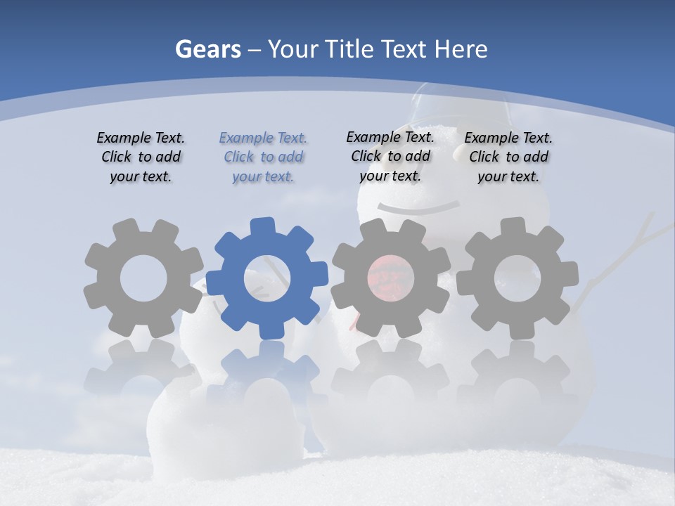 A Snowman With Two Snowmen In The Snow PowerPoint Template