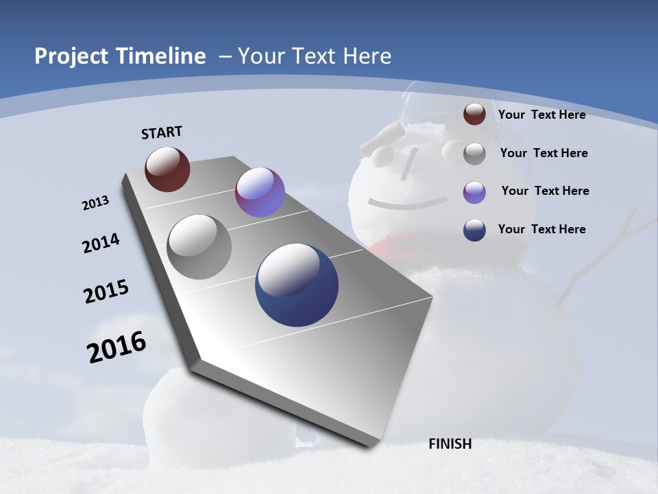 A Snowman With Two Snowmen In The Snow PowerPoint Template