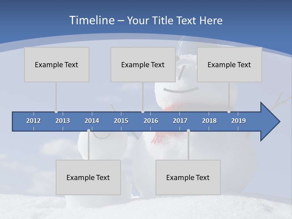 A Snowman With Two Snowmen In The Snow PowerPoint Template