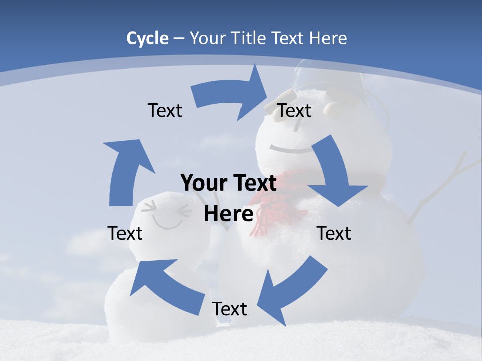 A Snowman With Two Snowmen In The Snow PowerPoint Template