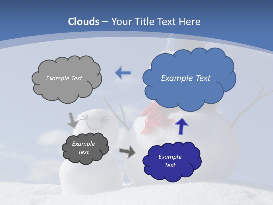 A Snowman With Two Snowmen In The Snow PowerPoint Template