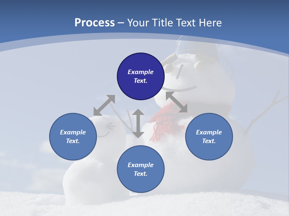 A Snowman With Two Snowmen In The Snow PowerPoint Template