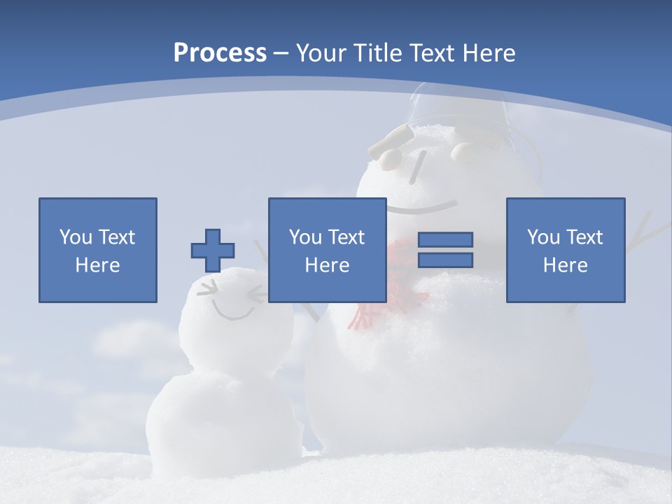 A Snowman With Two Snowmen In The Snow PowerPoint Template