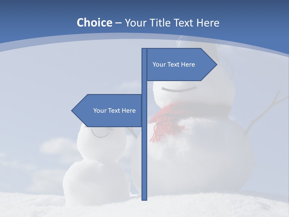 A Snowman With Two Snowmen In The Snow PowerPoint Template