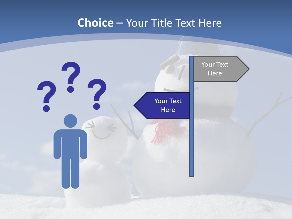 A Snowman With Two Snowmen In The Snow PowerPoint Template