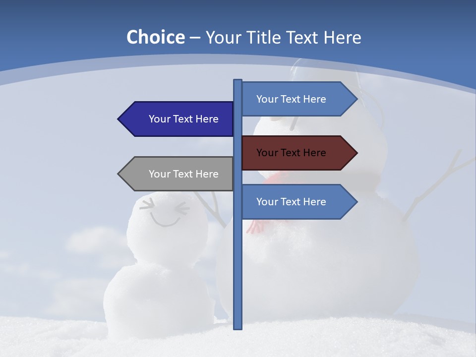 A Snowman With Two Snowmen In The Snow PowerPoint Template