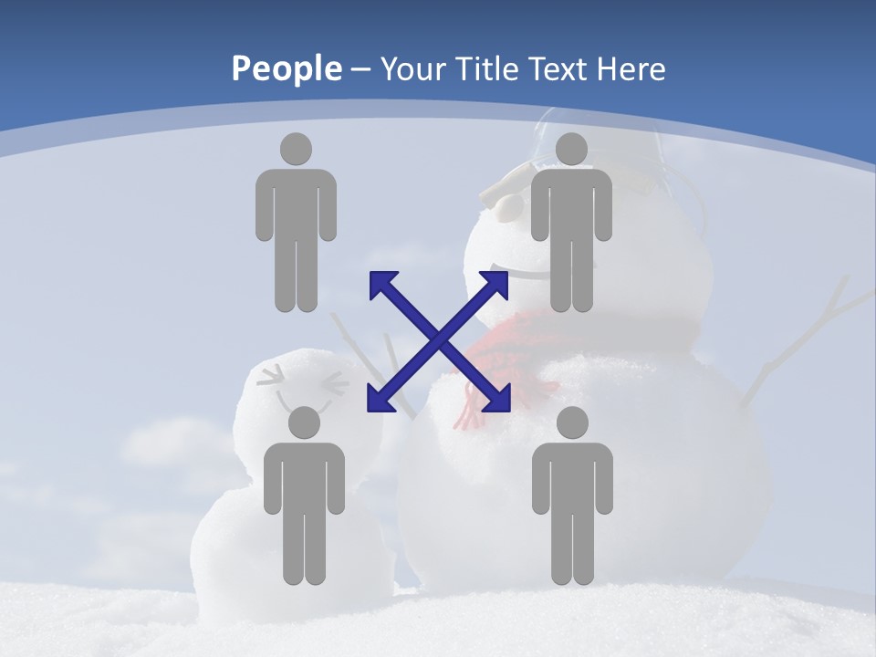 A Snowman With Two Snowmen In The Snow PowerPoint Template