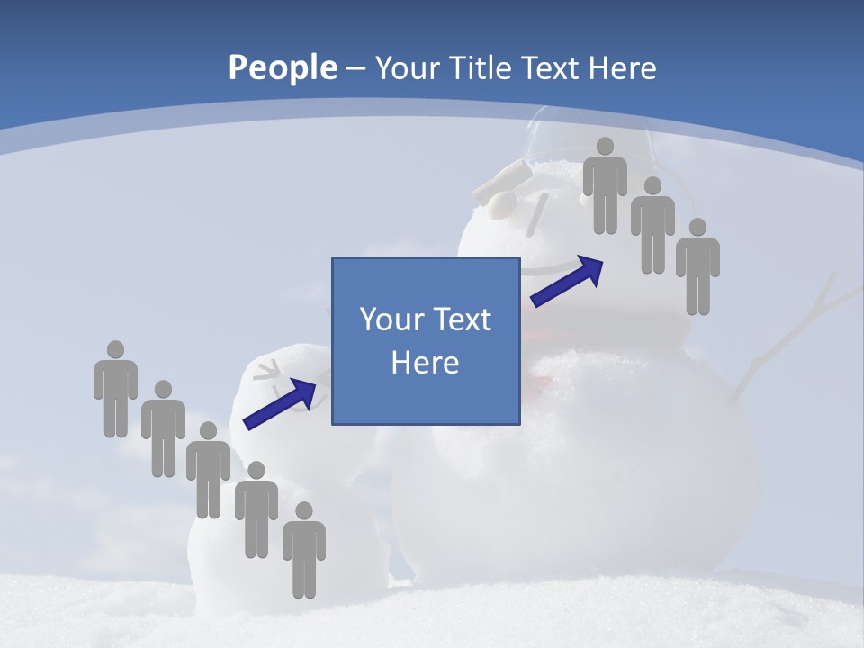 A Snowman With Two Snowmen In The Snow PowerPoint Template
