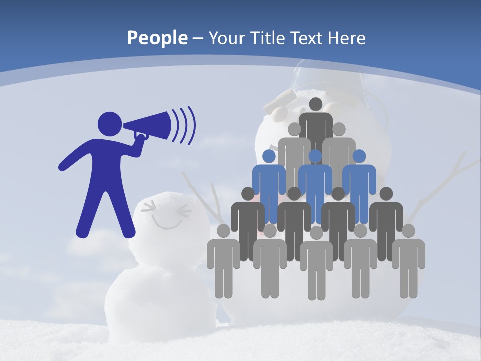 A Snowman With Two Snowmen In The Snow PowerPoint Template