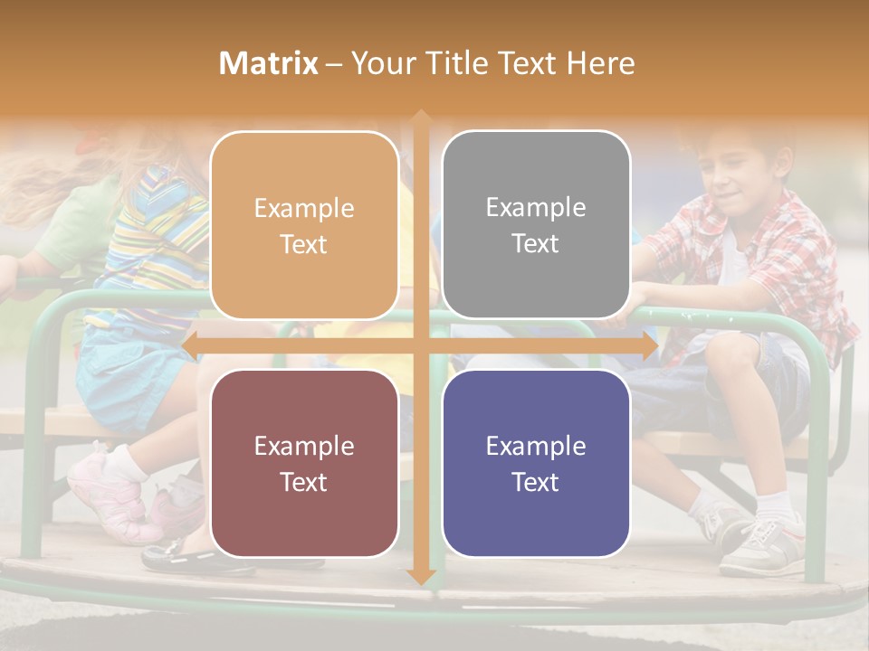 A Group Of Children Sitting On A Park Bench PowerPoint Template