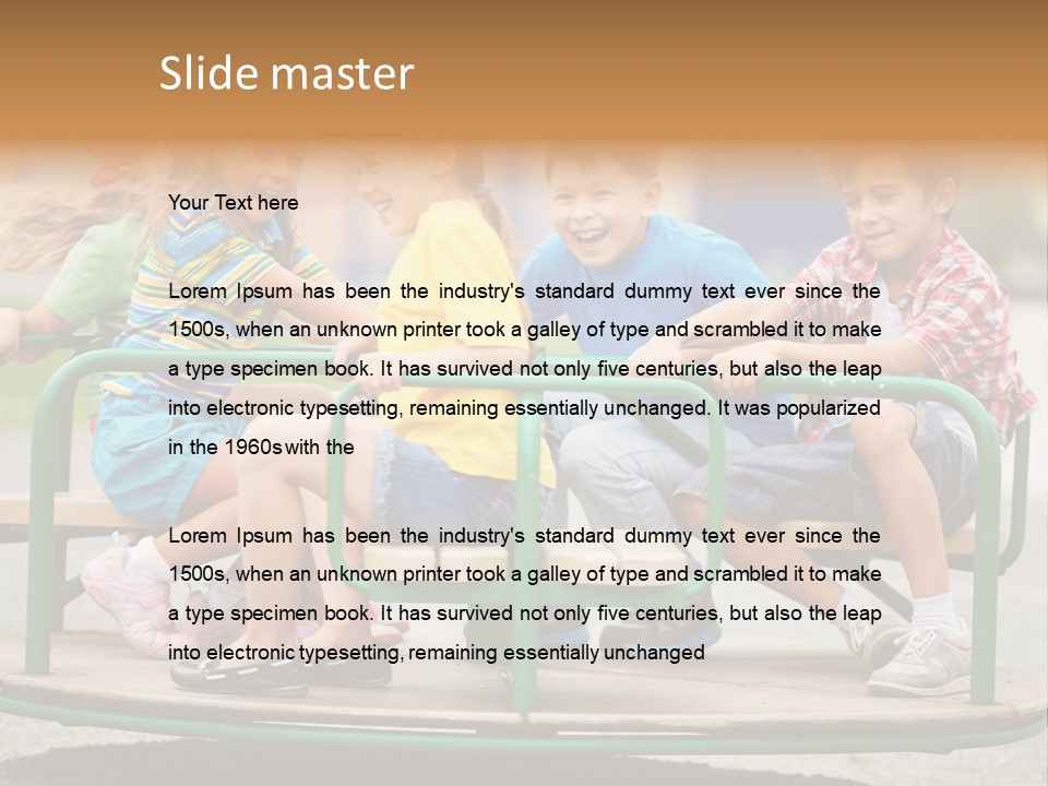 A Group Of Children Sitting On A Park Bench PowerPoint Template