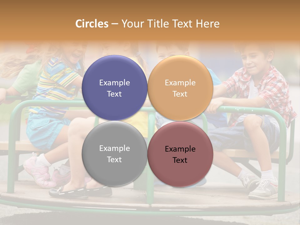 A Group Of Children Sitting On A Park Bench PowerPoint Template