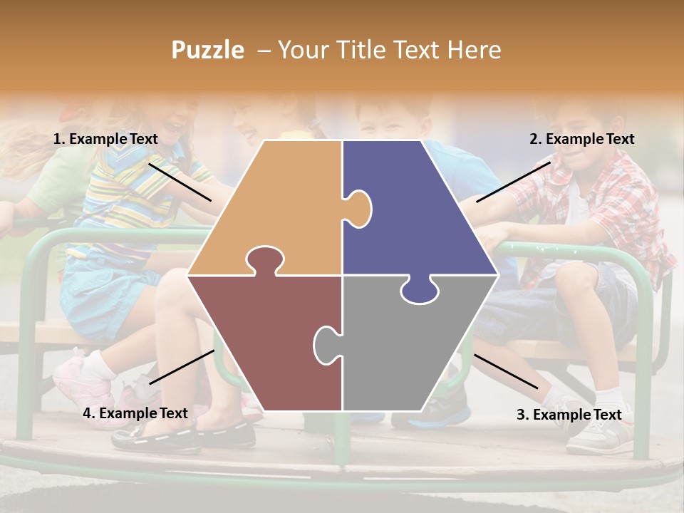 A Group Of Children Sitting On A Park Bench PowerPoint Template