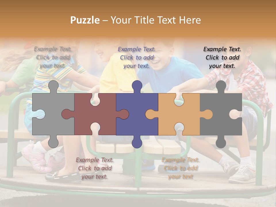 A Group Of Children Sitting On A Park Bench PowerPoint Template