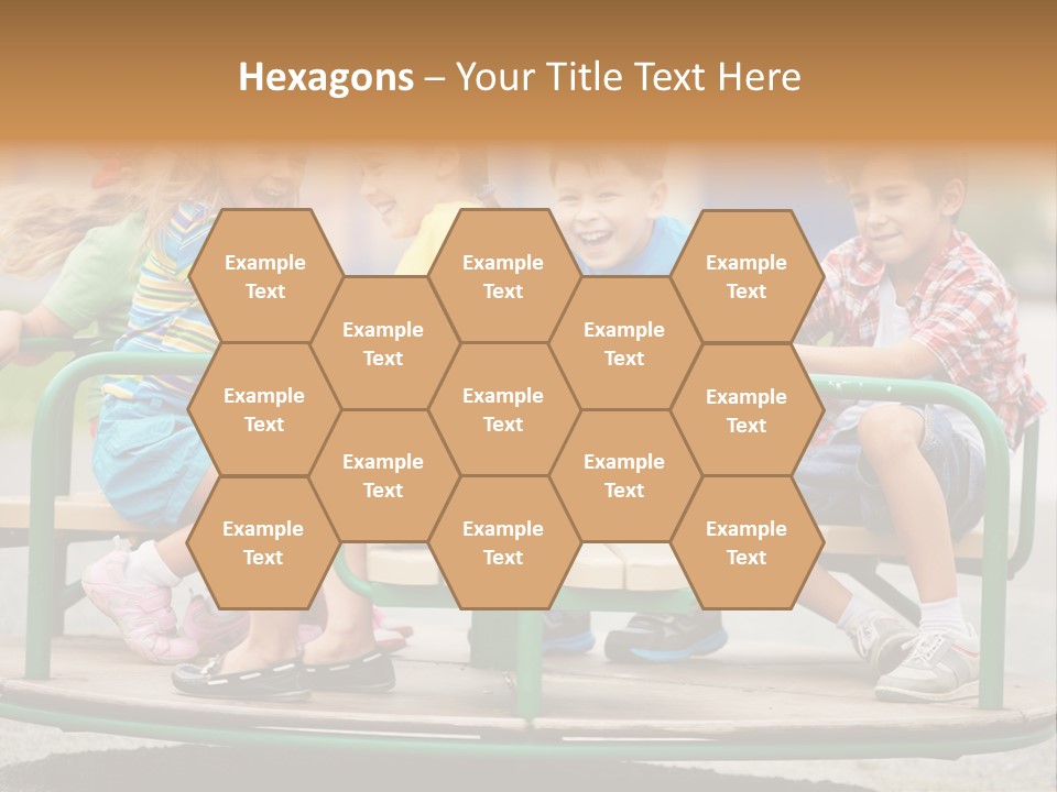 A Group Of Children Sitting On A Park Bench PowerPoint Template