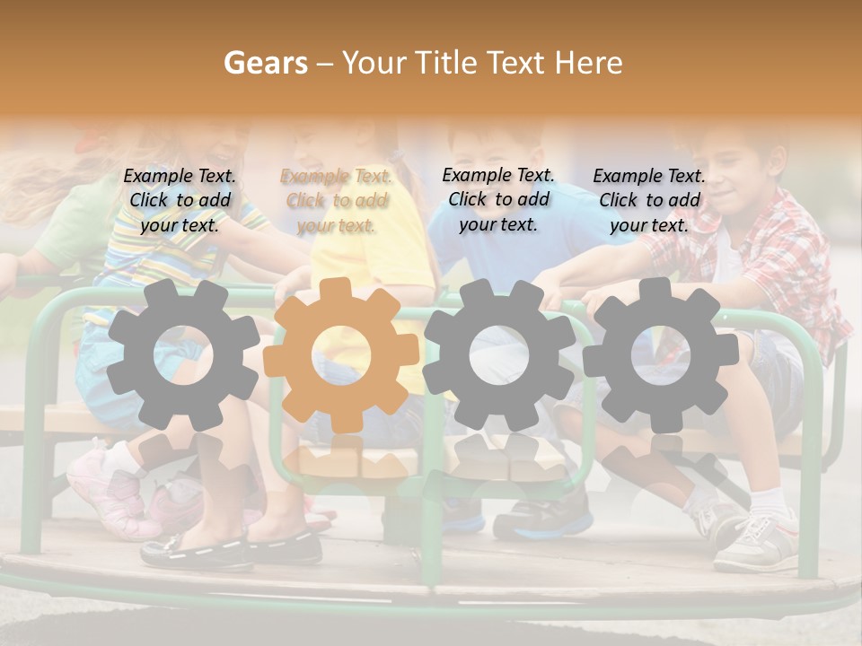 A Group Of Children Sitting On A Park Bench PowerPoint Template