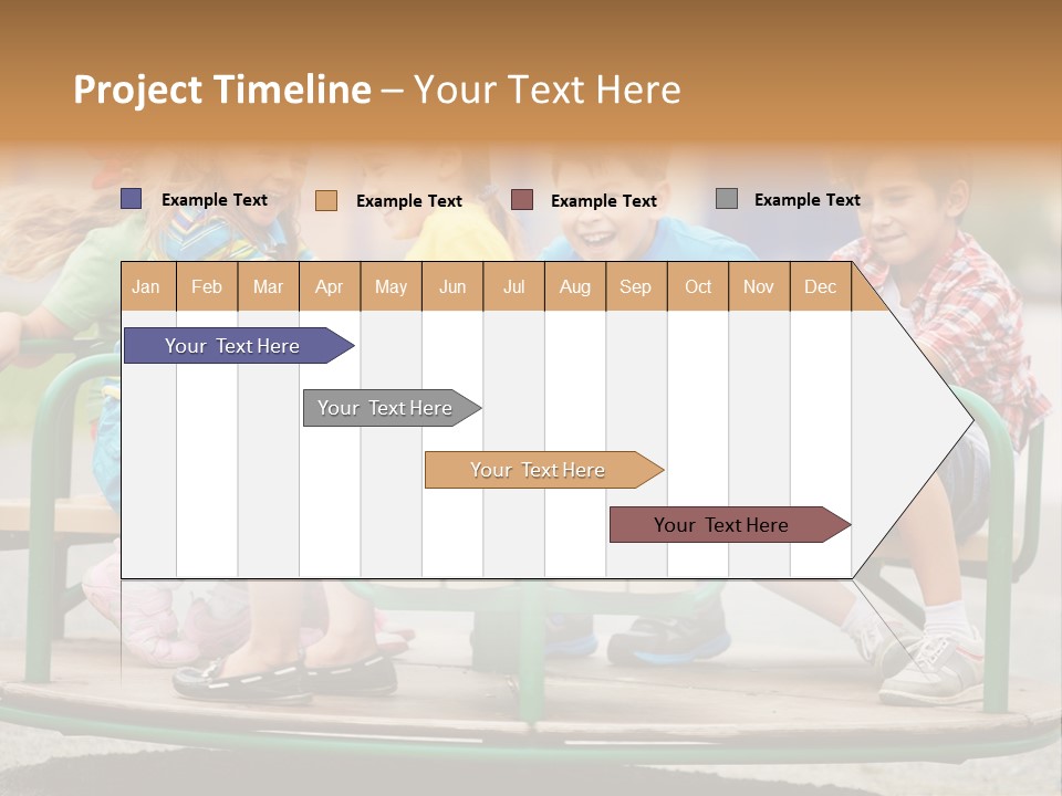 A Group Of Children Sitting On A Park Bench PowerPoint Template