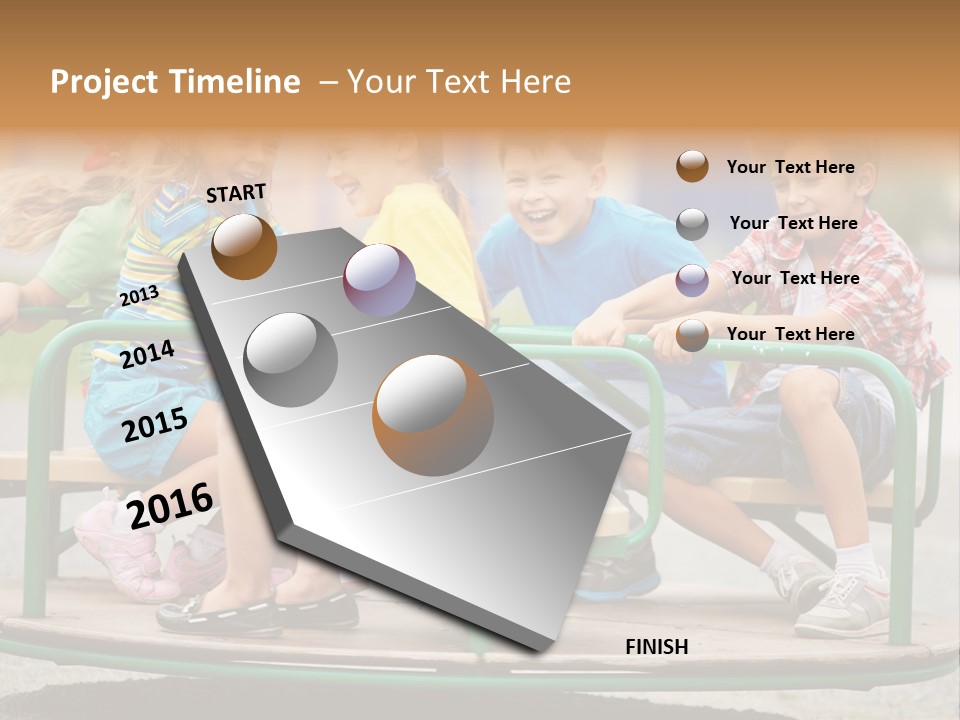 A Group Of Children Sitting On A Park Bench PowerPoint Template