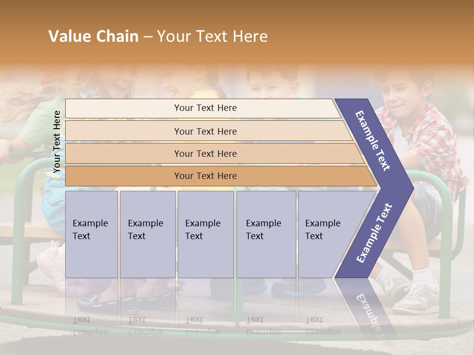 A Group Of Children Sitting On A Park Bench PowerPoint Template