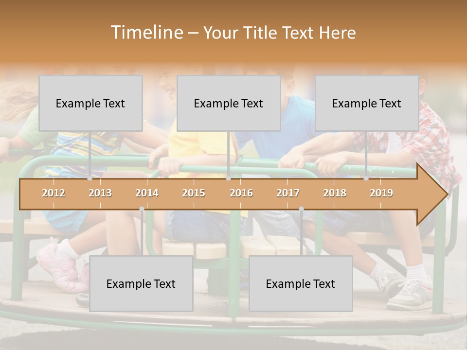 A Group Of Children Sitting On A Park Bench PowerPoint Template