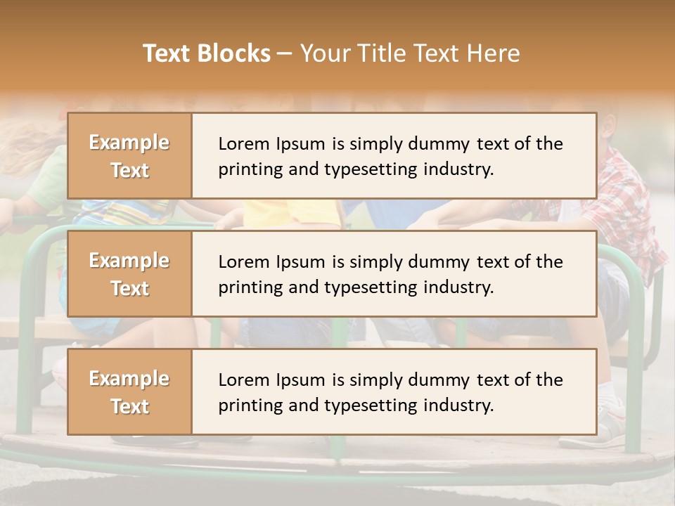 A Group Of Children Sitting On A Park Bench PowerPoint Template