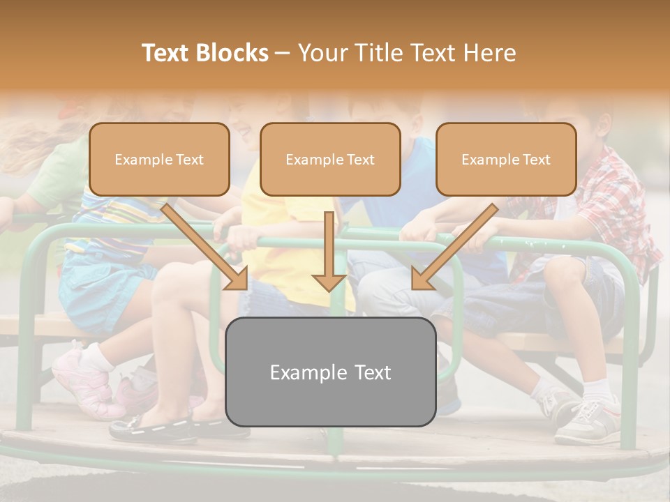 A Group Of Children Sitting On A Park Bench PowerPoint Template
