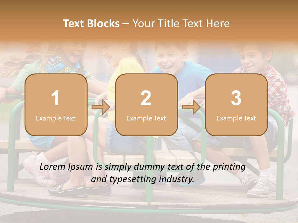 A Group Of Children Sitting On A Park Bench PowerPoint Template