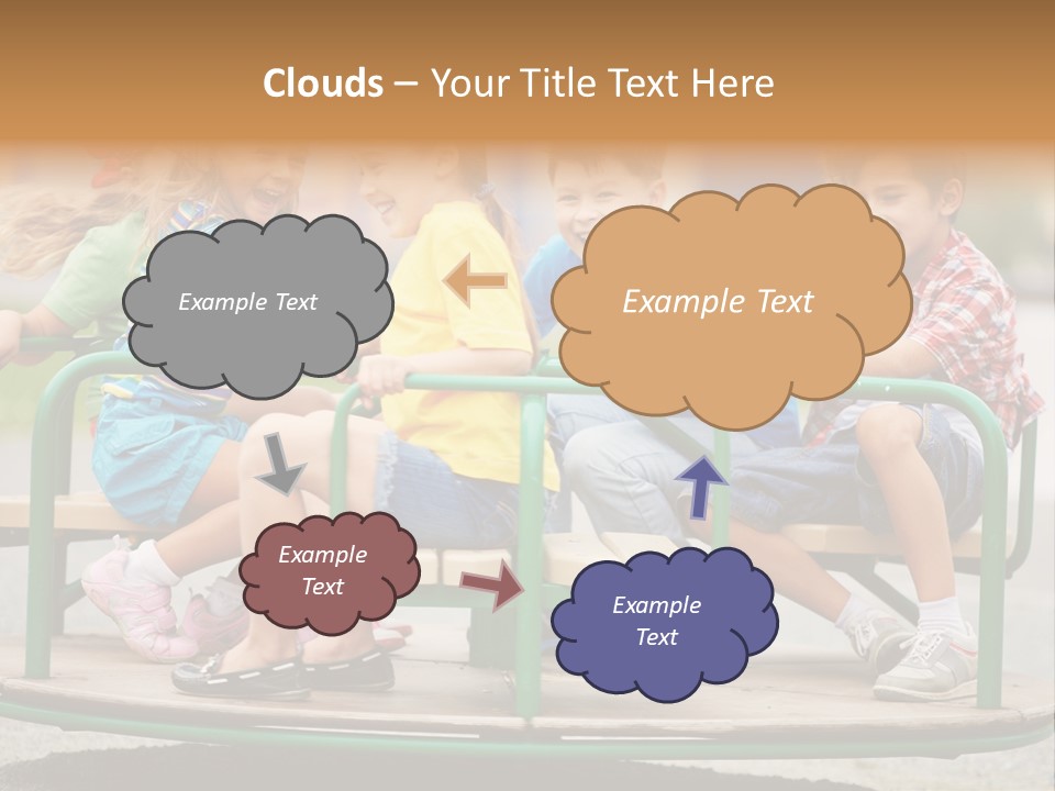 A Group Of Children Sitting On A Park Bench PowerPoint Template