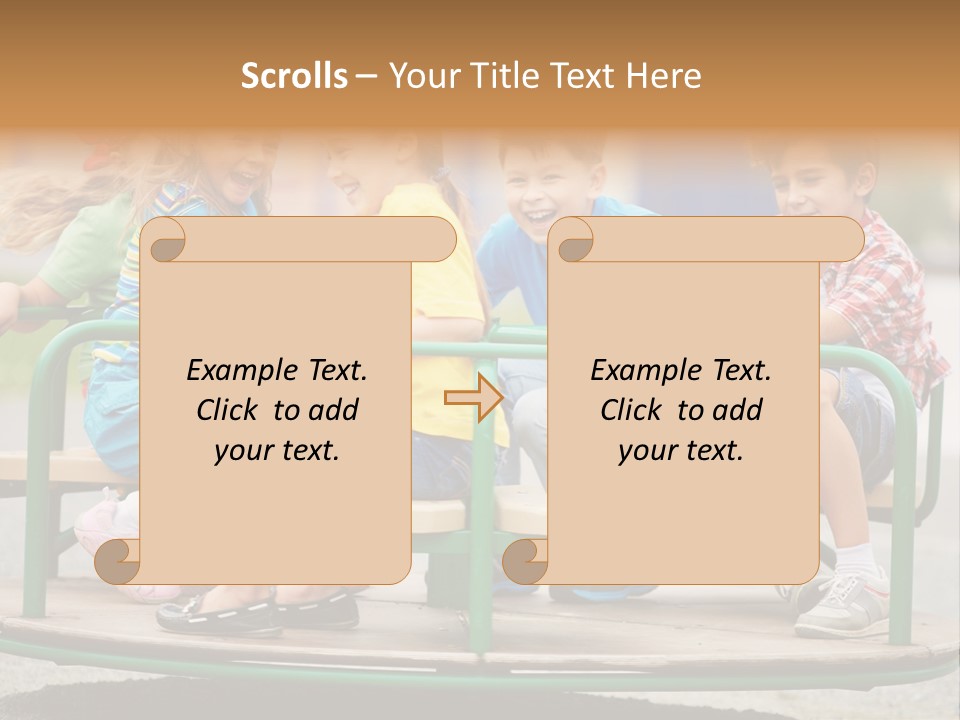 A Group Of Children Sitting On A Park Bench PowerPoint Template