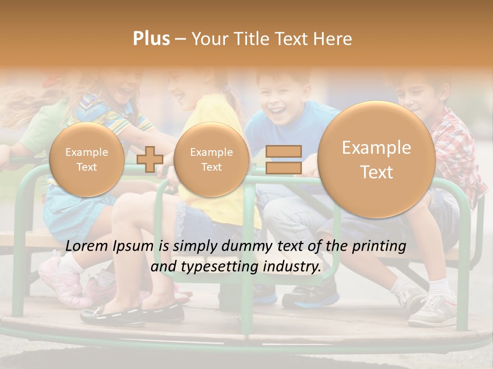 A Group Of Children Sitting On A Park Bench PowerPoint Template