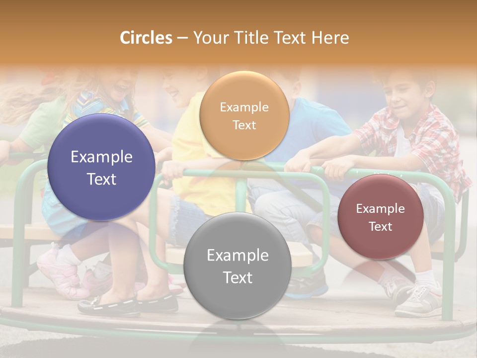 A Group Of Children Sitting On A Park Bench PowerPoint Template