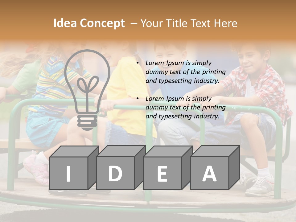 A Group Of Children Sitting On A Park Bench PowerPoint Template