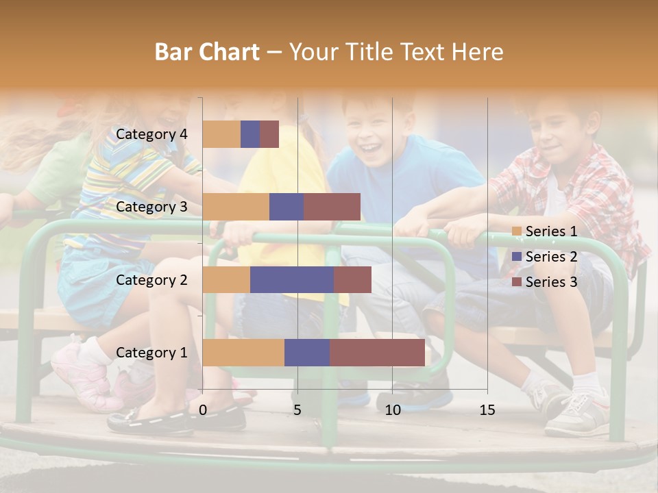 A Group Of Children Sitting On A Park Bench PowerPoint Template