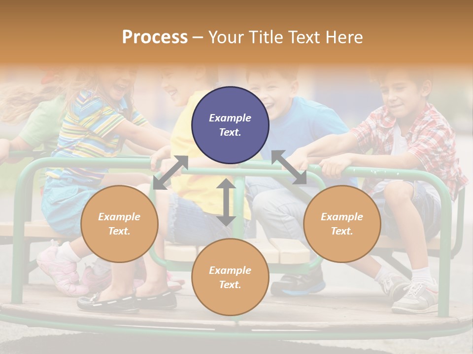 A Group Of Children Sitting On A Park Bench PowerPoint Template