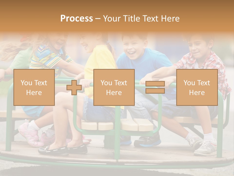 A Group Of Children Sitting On A Park Bench PowerPoint Template