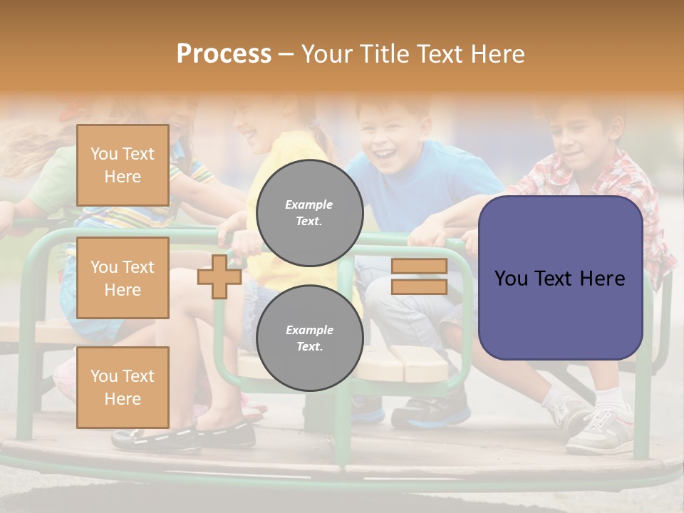 A Group Of Children Sitting On A Park Bench PowerPoint Template