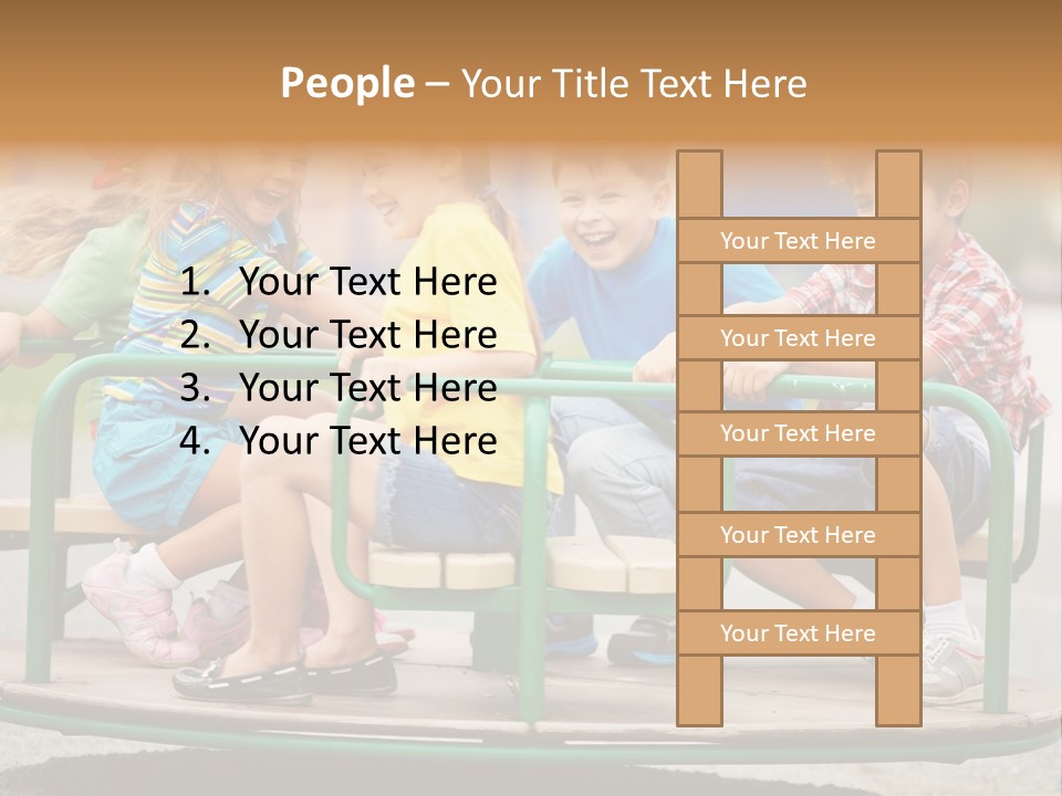 A Group Of Children Sitting On A Park Bench PowerPoint Template