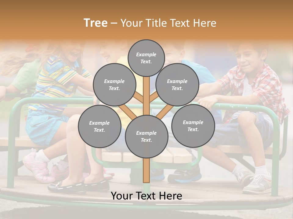 A Group Of Children Sitting On A Park Bench PowerPoint Template
