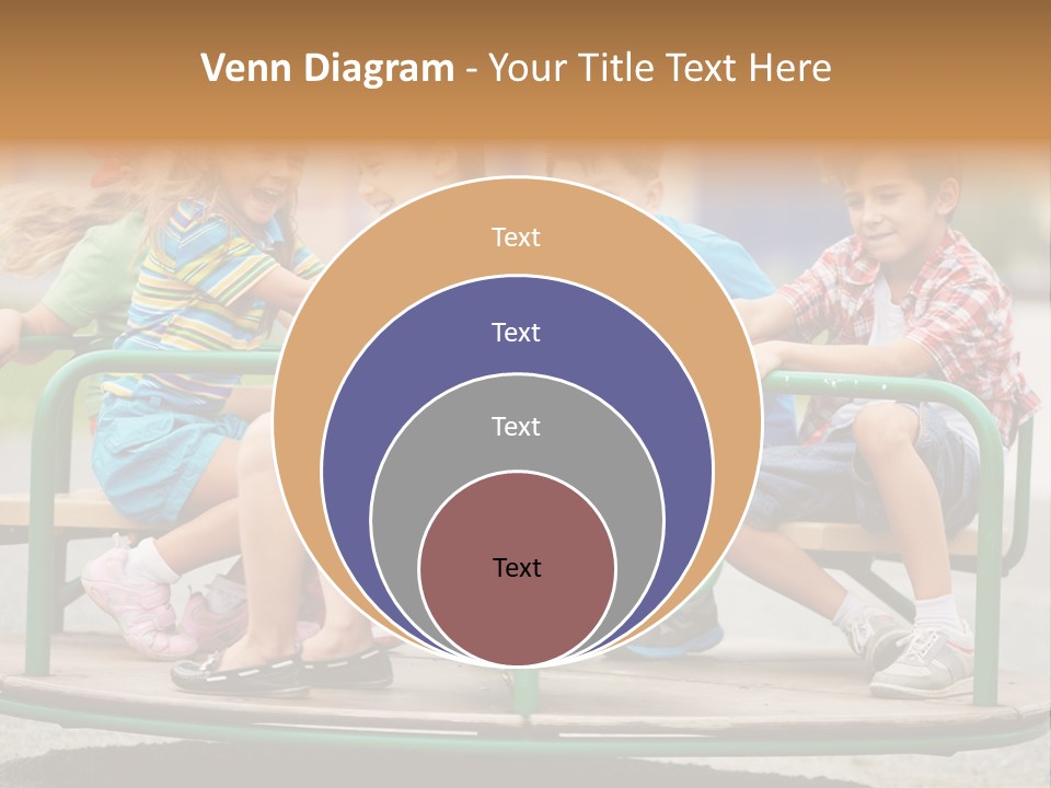 A Group Of Children Sitting On A Park Bench PowerPoint Template