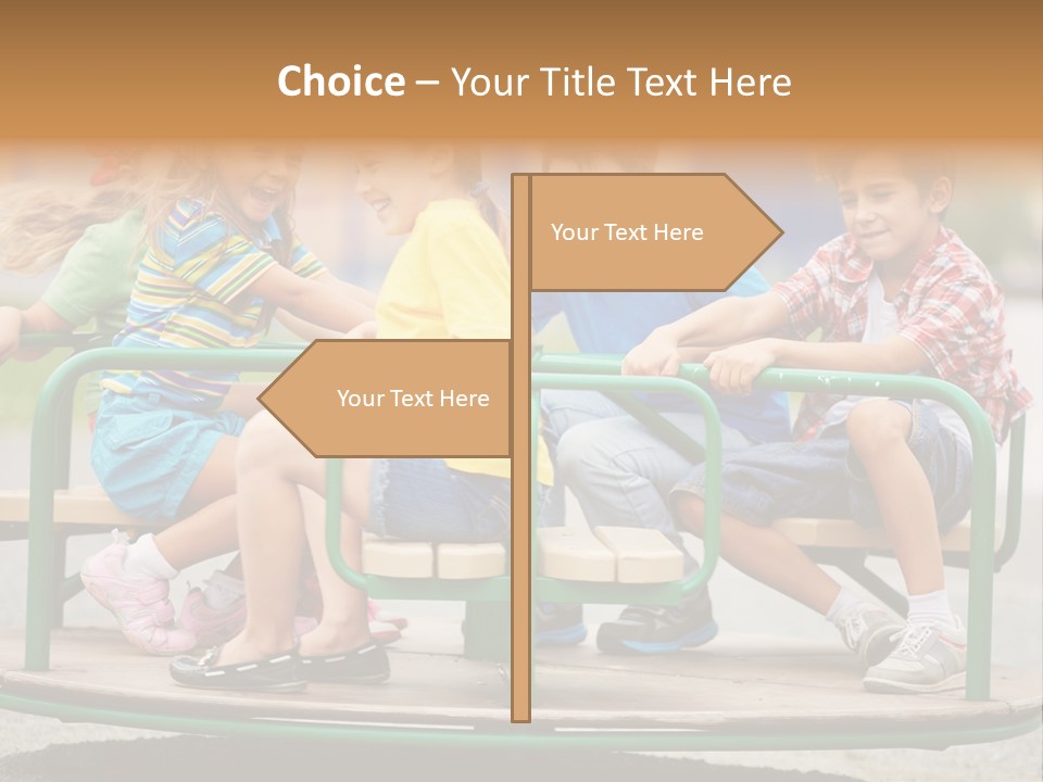 A Group Of Children Sitting On A Park Bench PowerPoint Template