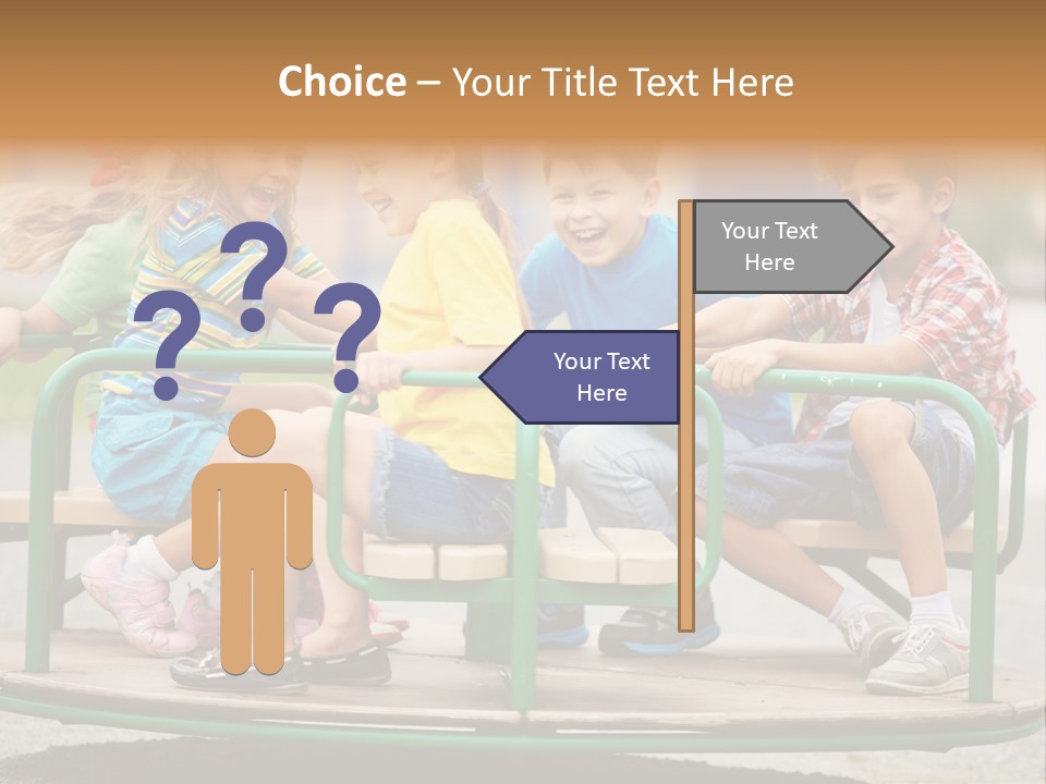 A Group Of Children Sitting On A Park Bench PowerPoint Template