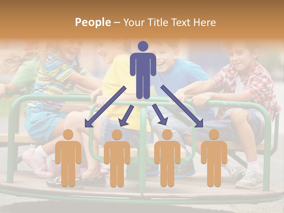 A Group Of Children Sitting On A Park Bench PowerPoint Template